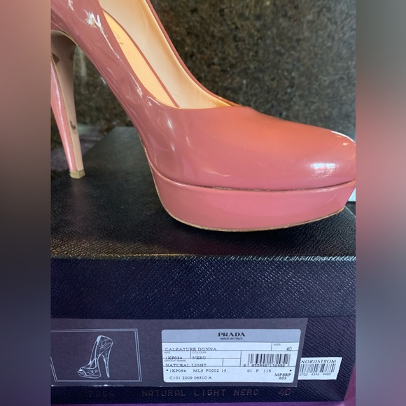 PRADA Calzature Donna Round Toe Heels ~ EU Size 40/US 9.5 ~ color Nero/Blush - Picture 2 of 12